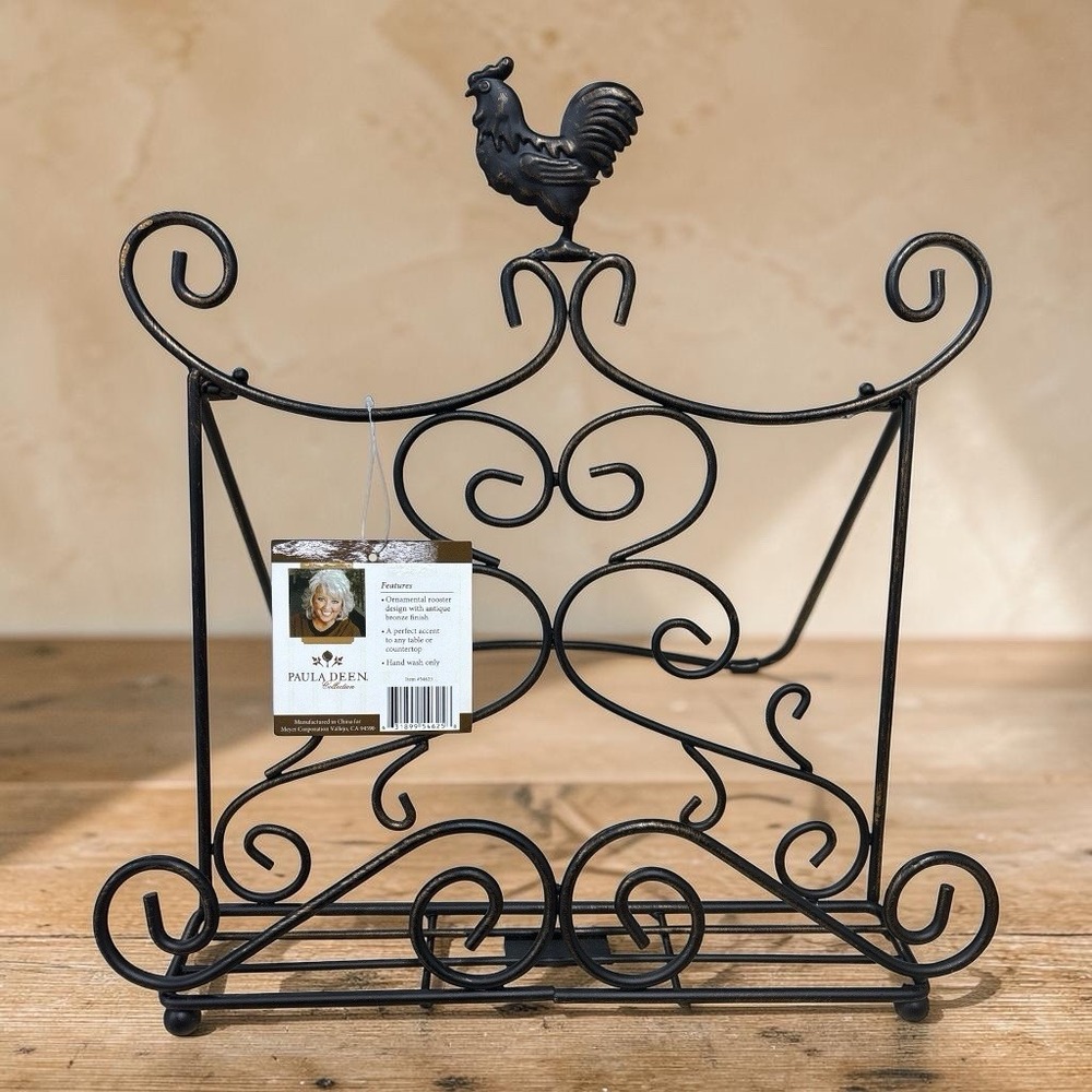 PAULA DEEN Cookbook Stand Wrought Iron Black Scroll Book Bible Holder Decor NWT